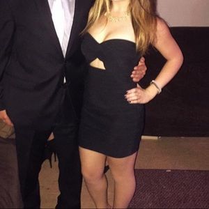 Tobi black bandage cutout front mini dress